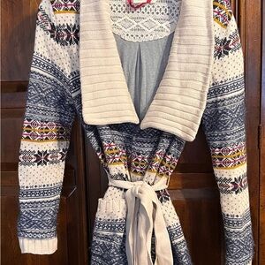 Anthropologie E by Eloise Fairisle Sweater Cardigan size M/L